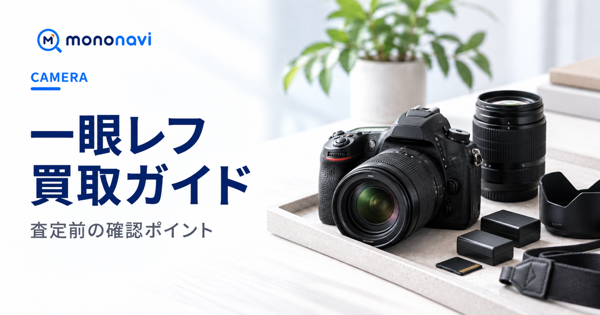 一眼レフ買取の査定前ポイントと売却先の選び方を解説するMononaviアイキャッチ